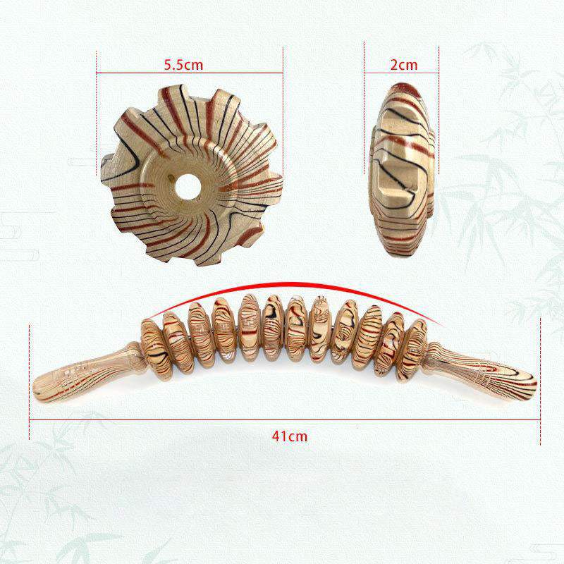 💥12 Rollers Curved Wooden Massage Stick