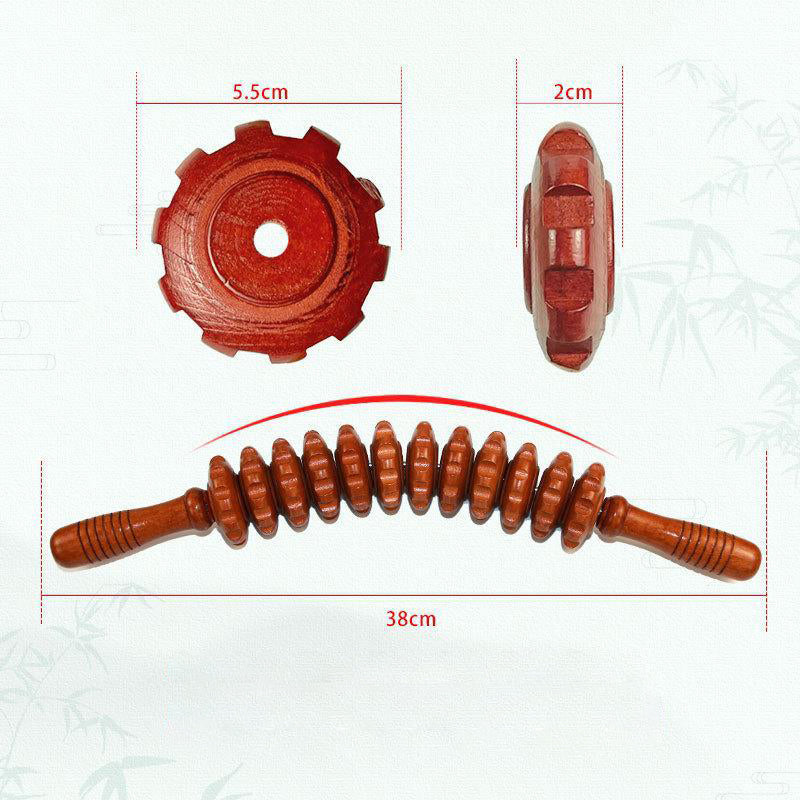 💥12 Rollers Curved Wooden Massage Stick