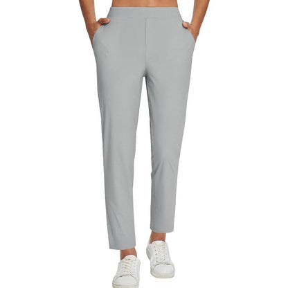 🍃Women's Elastic High-Waist Pants - Secure Pockets, Slim Fit, UK Sizes