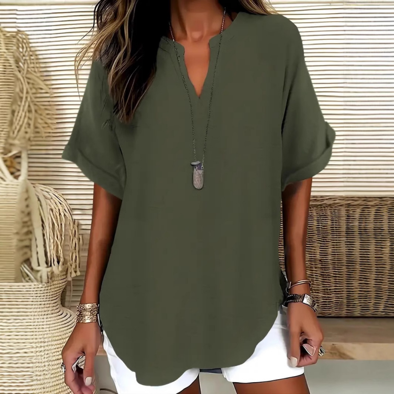 🌸Spring Sale 49% OFF👕Fashion Loose Solid Color Short Sleeve Top
