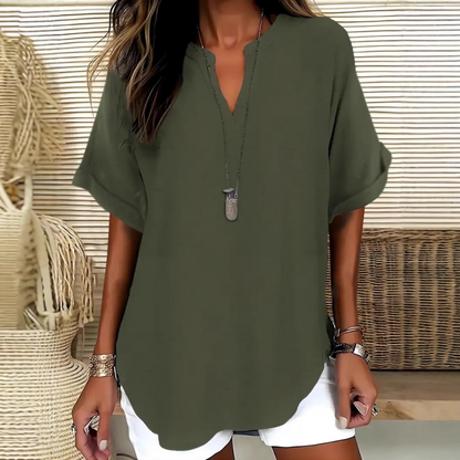 🌸Spring Sale 49% OFF👕Fashion Loose Solid Color Short Sleeve Top