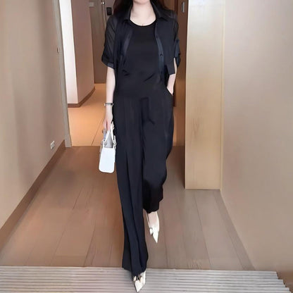 🔥2025 BEST SALE🔥💃Women's 3-Piece Shirt Jacket, Vest and Pants Set