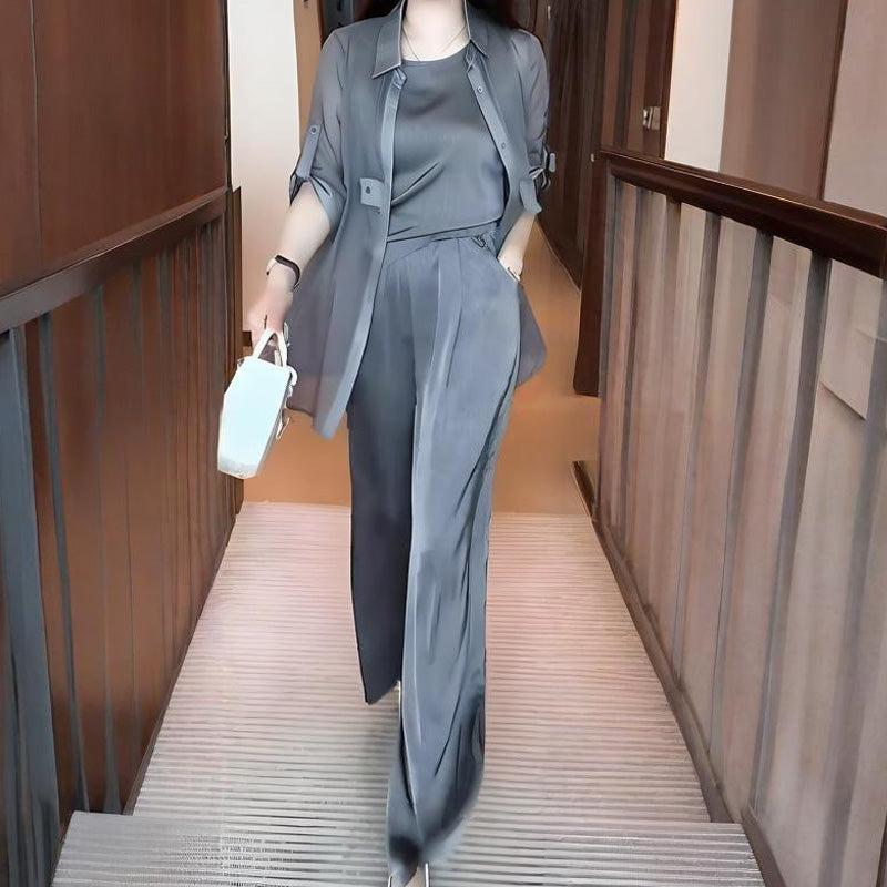 🔥2025 BEST SALE🔥💃Women's 3-Piece Shirt Jacket, Vest and Pants Set
