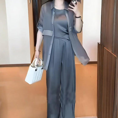 🔥2025 BEST SALE🔥💃Women's 3-Piece Shirt Jacket, Vest and Pants Set