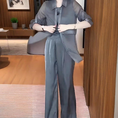 🔥2025 BEST SALE🔥💃Women's 3-Piece Shirt Jacket, Vest and Pants Set