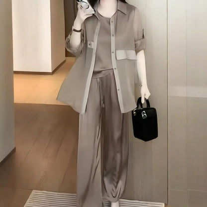 🔥2025 BEST SALE🔥💃Women's 3-Piece Shirt Jacket, Vest and Pants Set