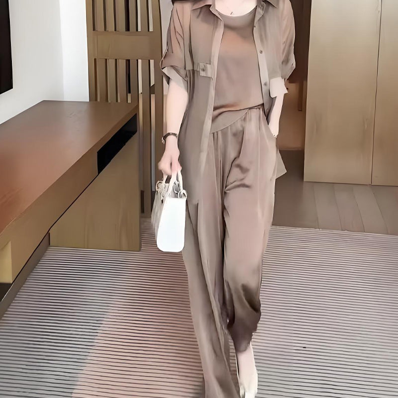 🔥2025 BEST SALE🔥💃Women's 3-Piece Shirt Jacket, Vest and Pants Set