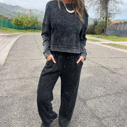 🍂Women's Crewneck Sweatshirt & Drawstring Pants Set
