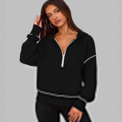 🍂Autumn Promotion 49%💕Women's Hooded Sweatshirt with Half zip
