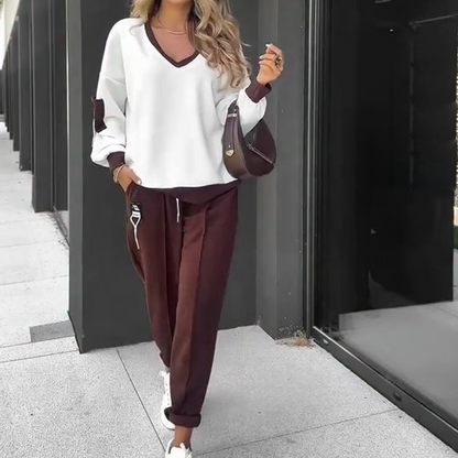 ❤️ Color-Block Pullover Hoodie & Jogger Pants Set