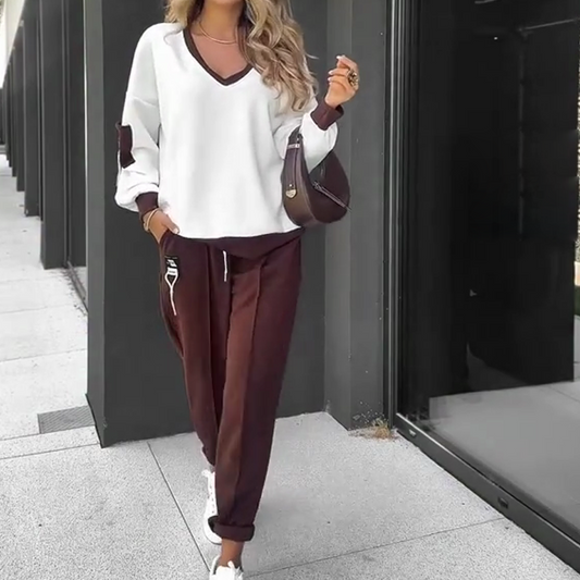 ❤️ Color-Block Pullover Hoodie & Jogger Pants Set