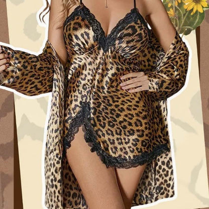 🍂Sexy Leopard Print Robe & Nightgown Set💕