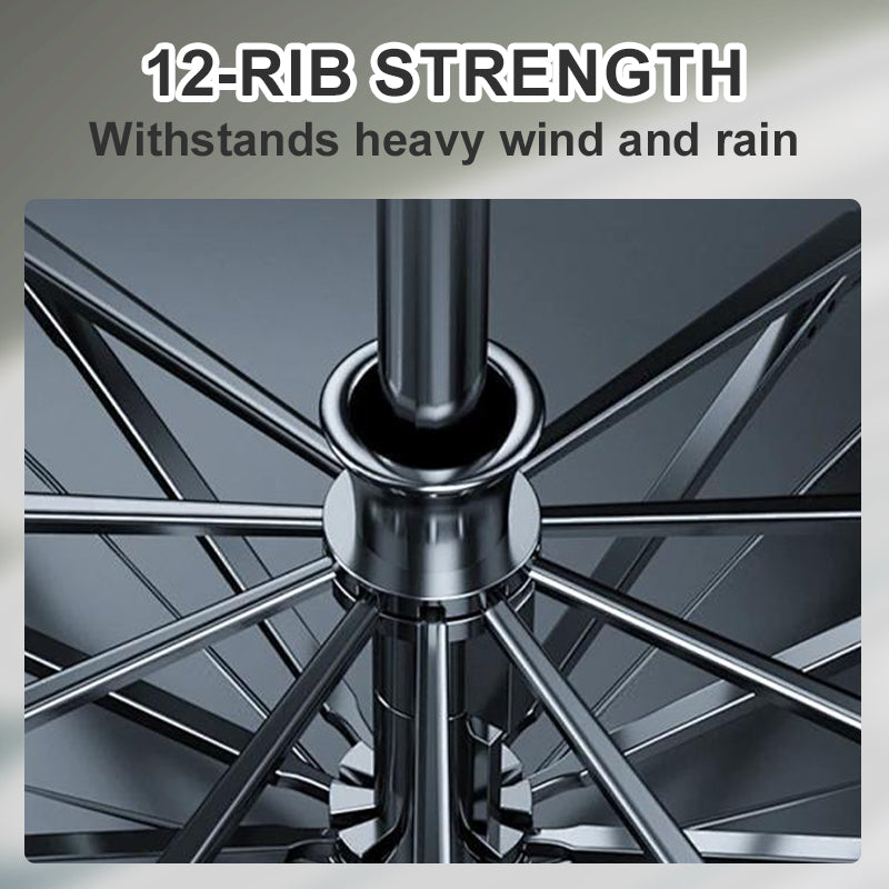 ☔ 12-Rib Windproof Umbrella - Large Coverage & Compact Fold, Durable Frame for Heavy Rain & Wind 📦✨
