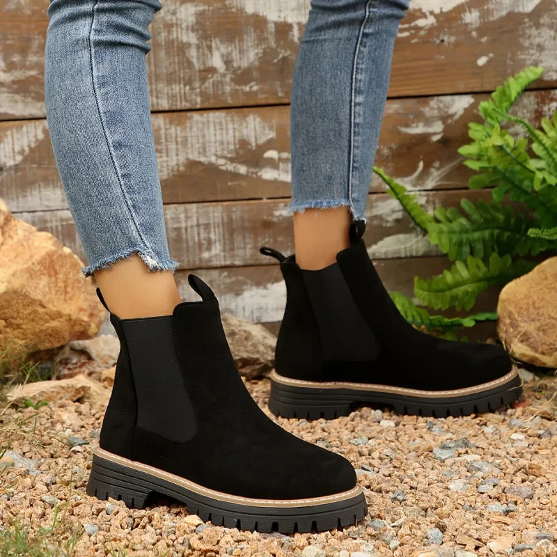 🍂Women's Solid Elastic Low Heel Ankle Boots