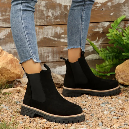 🍂Women's Solid Elastic Low Heel Ankle Boots