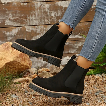 🍂Women's Solid Elastic Low Heel Ankle Boots