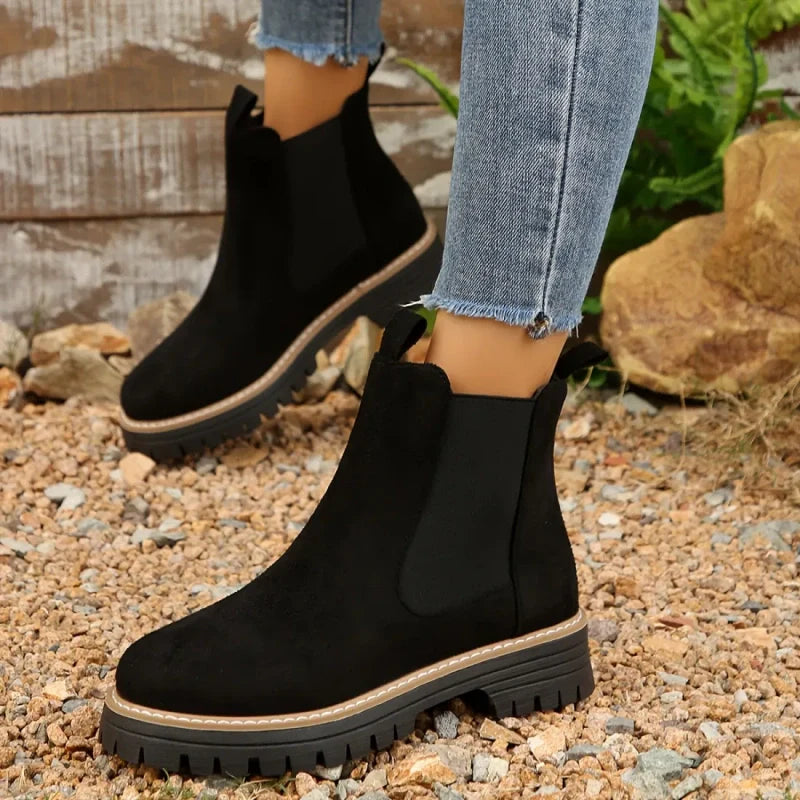 🍂Women's Solid Elastic Low Heel Ankle Boots