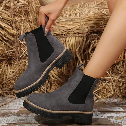 🍂Women's Solid Elastic Low Heel Ankle Boots