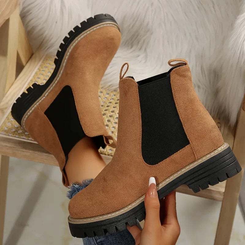 🍂Women's Solid Elastic Low Heel Ankle Boots