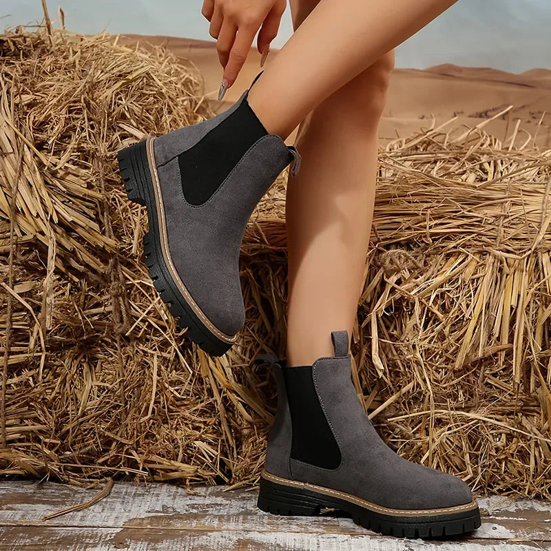 🍂Women's Solid Elastic Low Heel Ankle Boots