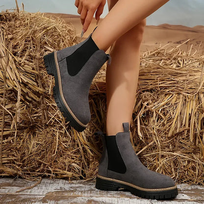 🍂Women's Solid Elastic Low Heel Ankle Boots
