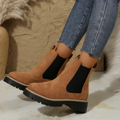 🍂Women's Solid Elastic Low Heel Ankle Boots