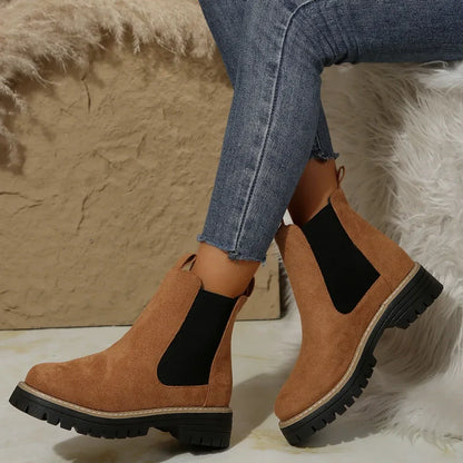 🍂Women's Solid Elastic Low Heel Ankle Boots