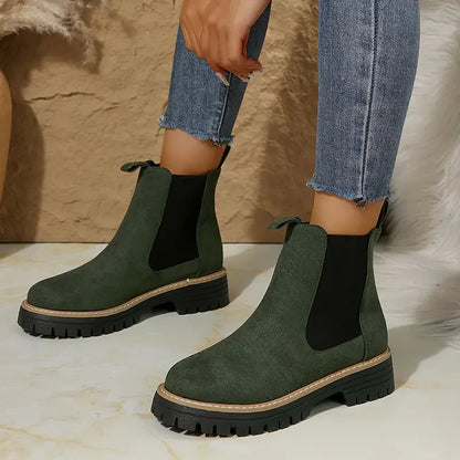 🍂Women's Solid Elastic Low Heel Ankle Boots