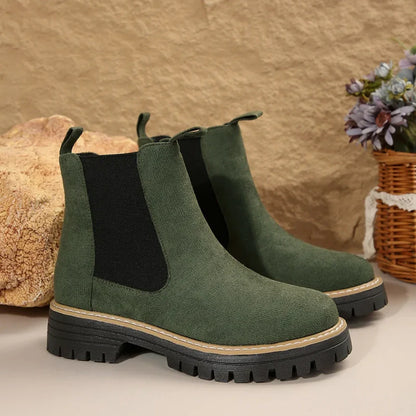 🍂Women's Solid Elastic Low Heel Ankle Boots