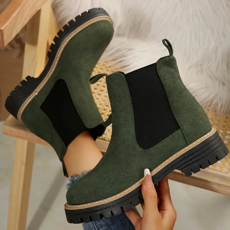 🍂Women's Solid Elastic Low Heel Ankle Boots