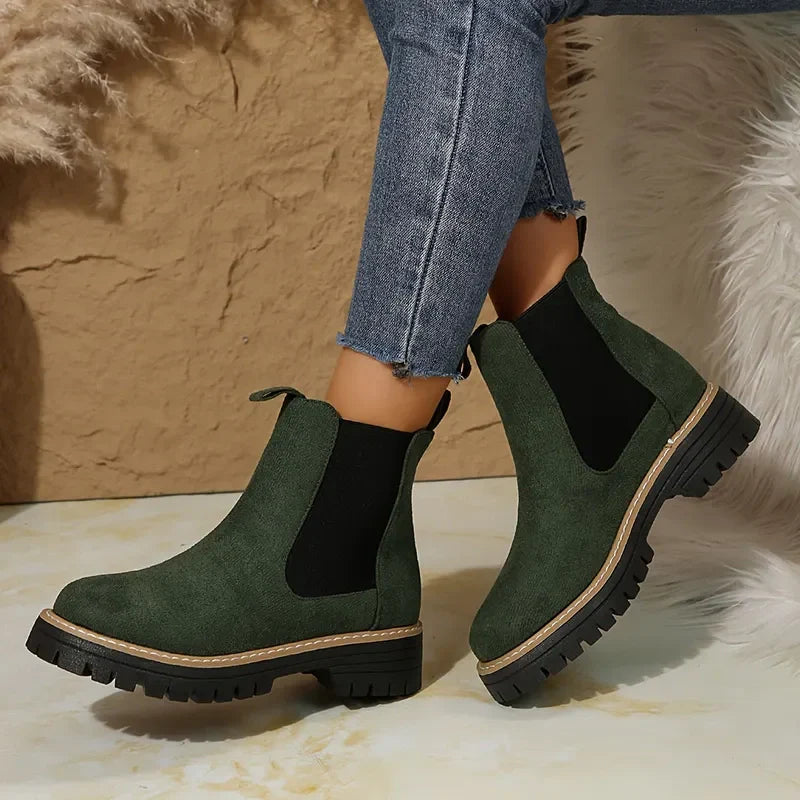 🍂Women's Solid Elastic Low Heel Ankle Boots