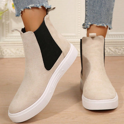 🍂Women's Solid Elastic Low Heel Ankle Boots