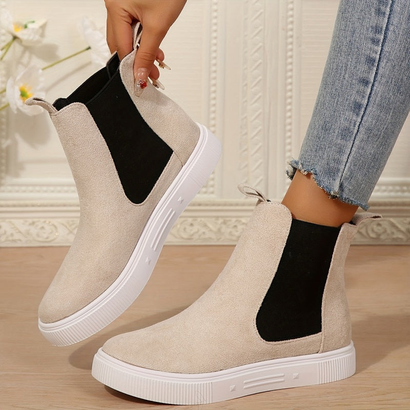 🍂Women's Solid Elastic Low Heel Ankle Boots