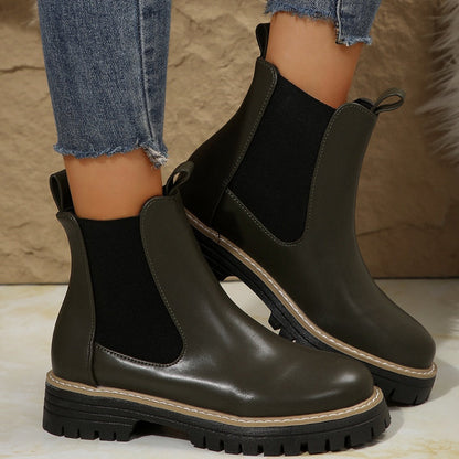 🍂Women's Solid Elastic Low Heel Ankle Boots