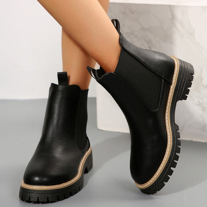🍂Women's Solid Elastic Low Heel Ankle Boots