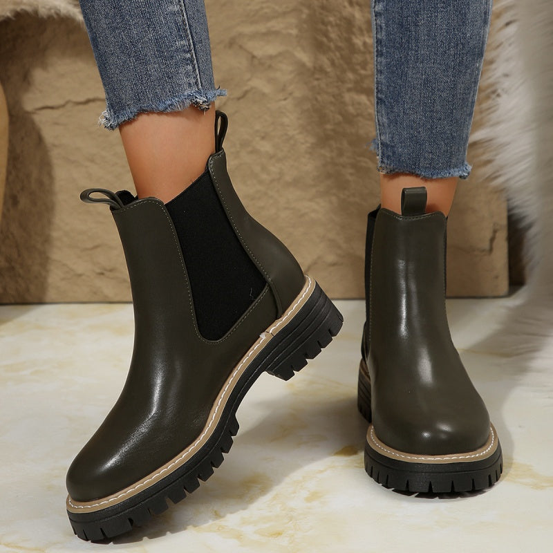 🍂Women's Solid Elastic Low Heel Ankle Boots
