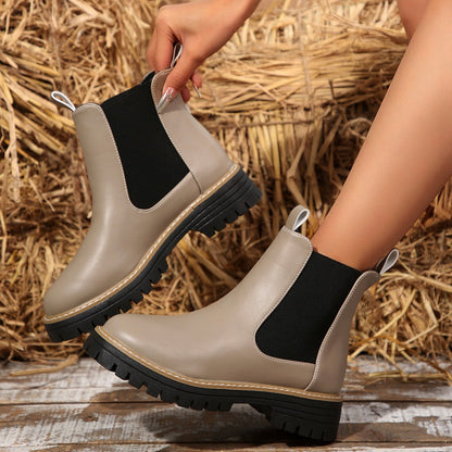🍂Women's Solid Elastic Low Heel Ankle Boots