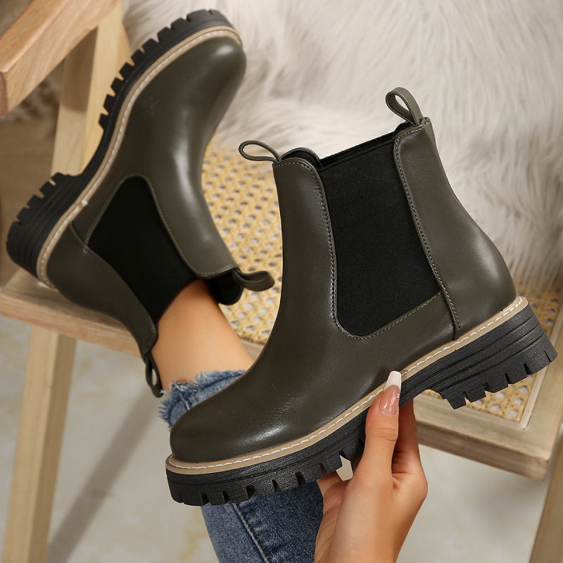🍂Women's Solid Elastic Low Heel Ankle Boots