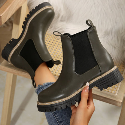 🍂Women's Solid Elastic Low Heel Ankle Boots