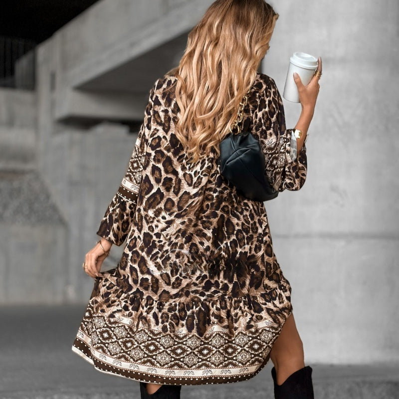 🍂Elegant V-Neck Long-Sleeve Printed Dress