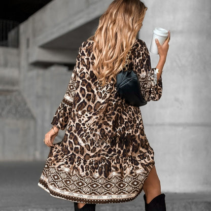 🍂Elegant V-Neck Long-Sleeve Printed Dress