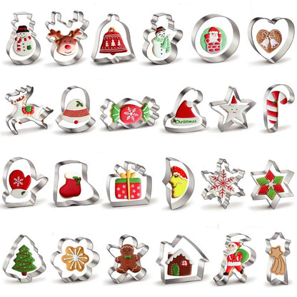 🌈24-Piece Stainless Steel Christmas Cookie Cutters Set