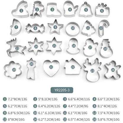 🌈24-Piece Stainless Steel Christmas Cookie Cutters Set