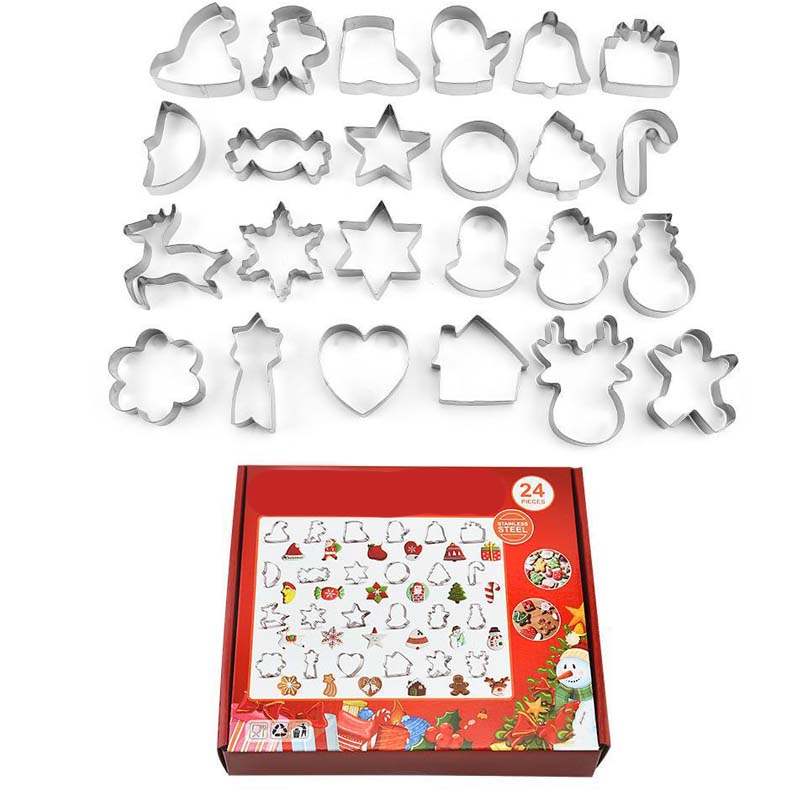 🌈24-Piece Stainless Steel Christmas Cookie Cutters Set