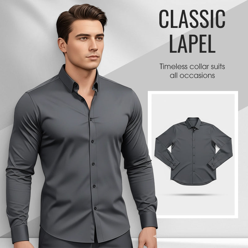 🍂Men's Solid Color Lapel Long Sleeve Button-Down Shirts