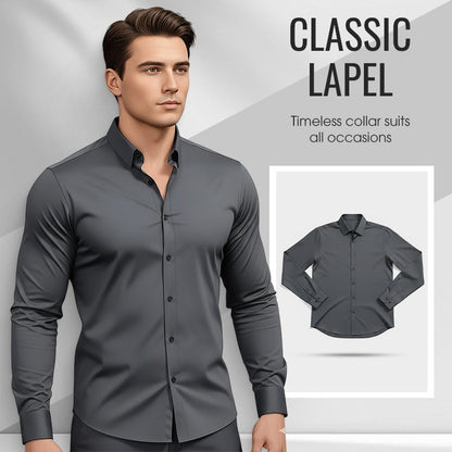 🍂Men's Solid Color Lapel Long Sleeve Button-Down Shirts