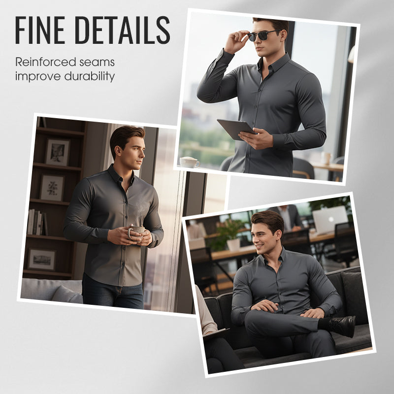 🍂Men's Solid Color Lapel Long Sleeve Button-Down Shirts