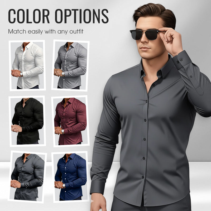 🍂Men's Solid Color Lapel Long Sleeve Button-Down Shirts