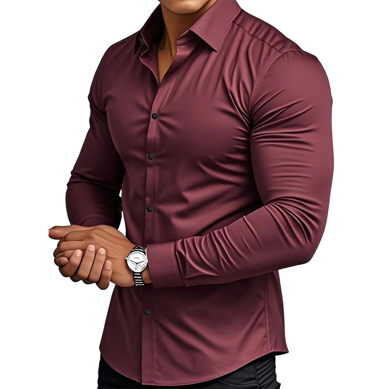 🍂Men's Solid Color Lapel Long Sleeve Button-Down Shirts