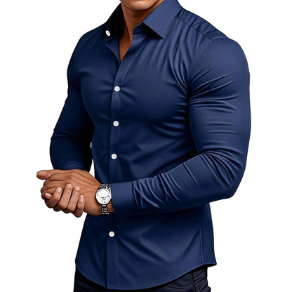 🍂Men's Solid Color Lapel Long Sleeve Button-Down Shirts